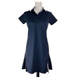 Honma Golf Dress‎ Women's Small Polo Collared Pleated White Navy Preppy Athletic